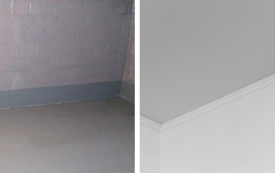 Collage of Basement Wall and Ceiling Finishing