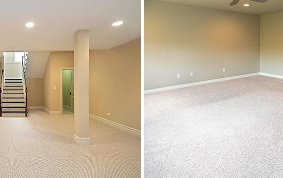 Berber Carpet and Frieze Carpet installed in a basement