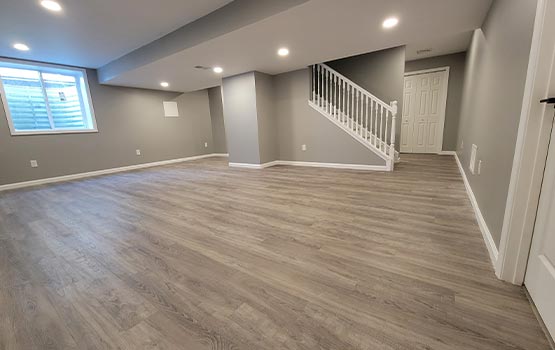 Vinyl finished basement floor