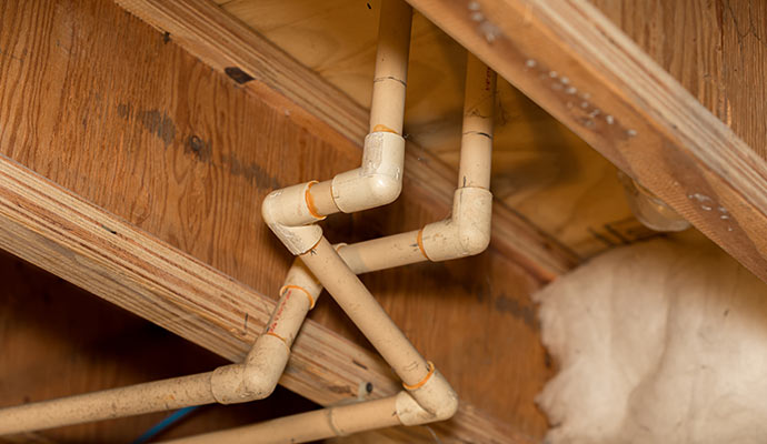 installed crawl space frozen discharge line