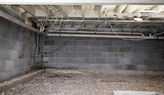 empty gery dirty basement crawl space old crawlspace conversions
